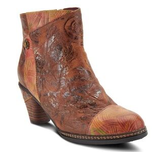 L'artiste Spring Step Waterlily BoHo Artsy Art to Wear Leather Ankle Boots 10.5